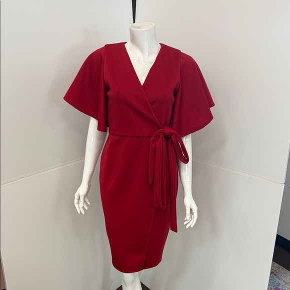 Pia Gladys Perey Dresses & Skirts - Pia Gladys Perey Chic Red Midi Wrap Dress NWT
